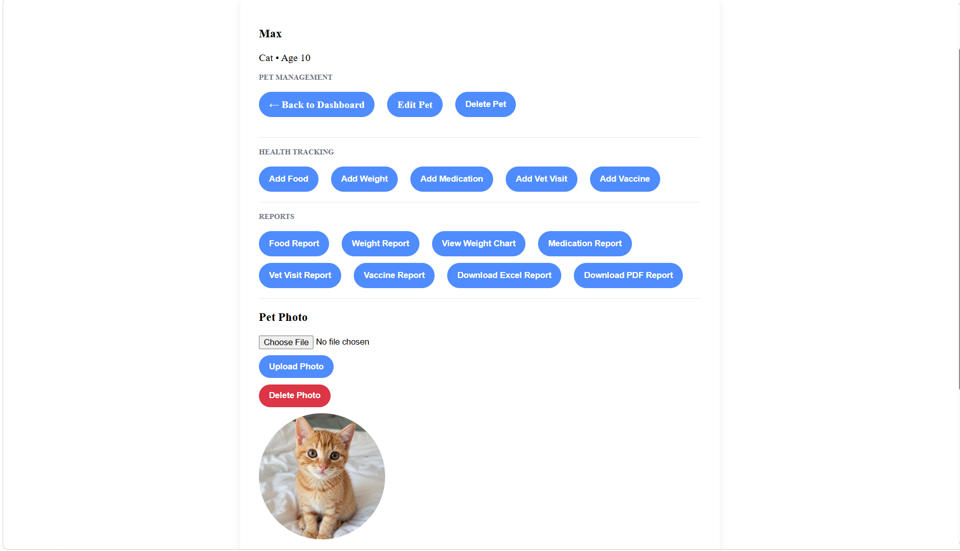 Jovie pet profile page