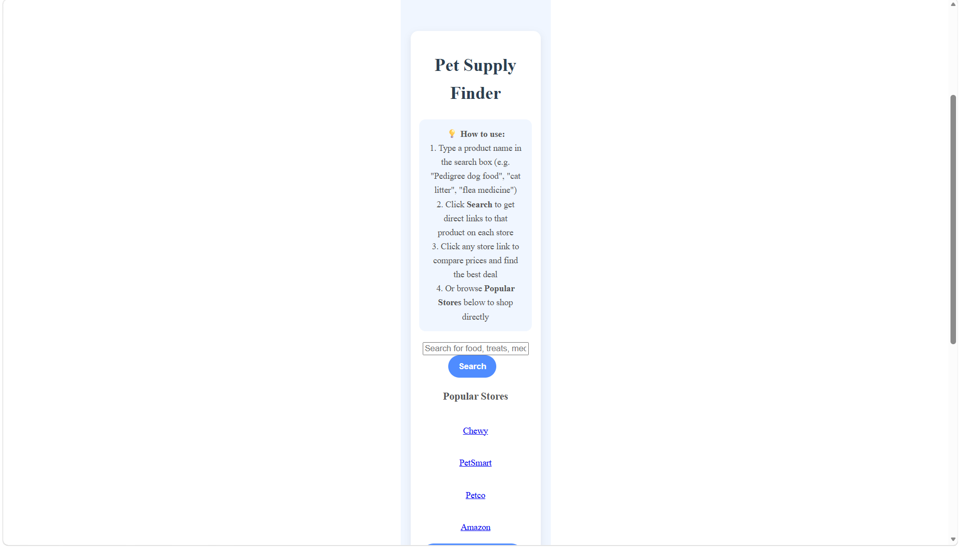 Jovie pet supply finder